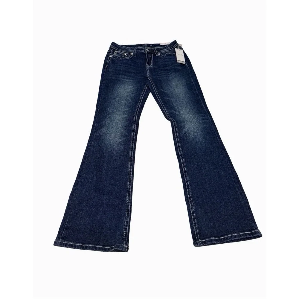 Miss Me Women's Mid Rise Boot Cut  Blue Wash Jeans Size 31x32 NWT